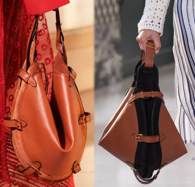 Altuzarra весна-лето 2020 - сумка хобо с декоративными элементами - боковыми ремешками и пряжками
