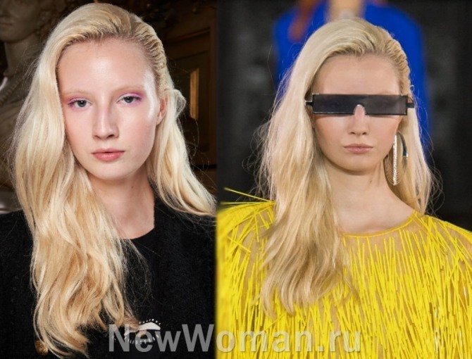 блондинки с затемненными корнями волос на модных показах весна-лето 2020