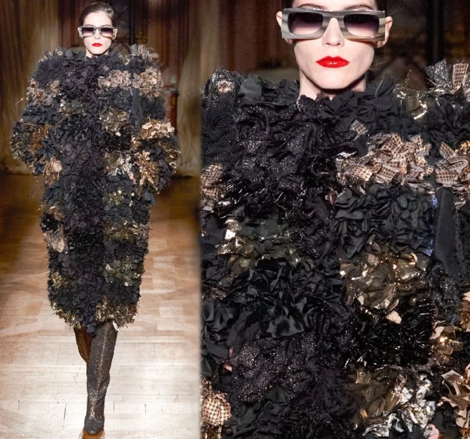 пальто из рюшей и бантиков с модного показа Ronald van der Kemp в Париже Spring 2020 Couture