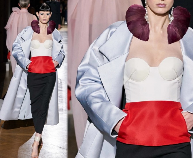 фото женского пальто жемчужного цвета ниже колена от модного показа в Париже Spring 2020 Couture - модный дом Valentino