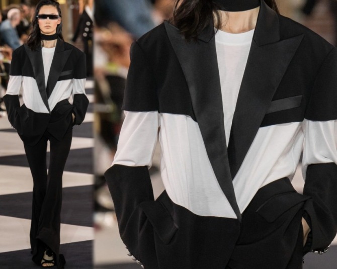 куртка-жакет от Balmain весна-лето 2020 в черно-белой цветовой гамме