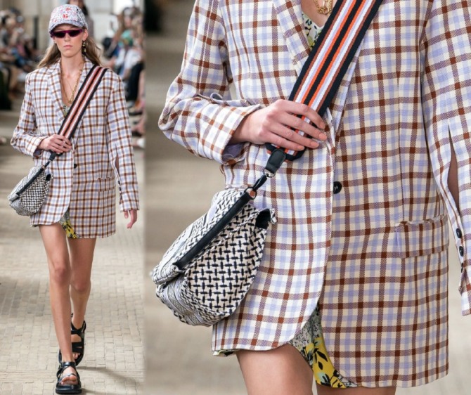клетчатый летний женский удлиненный жакет из вискозы - уличная летняя мода 2020 от бренда Lala Berlin (Копенгаген)