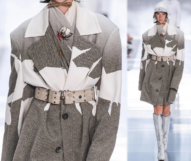 модное весеннее женское пальто 2020 из драпа в елочку от бренда Maison Margiela