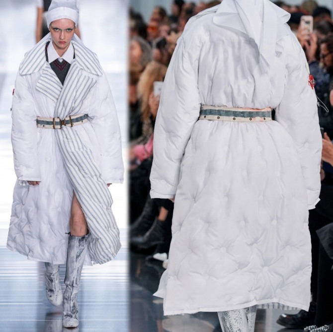 белое стеганое пальто весна 2020 от Maison Margiela