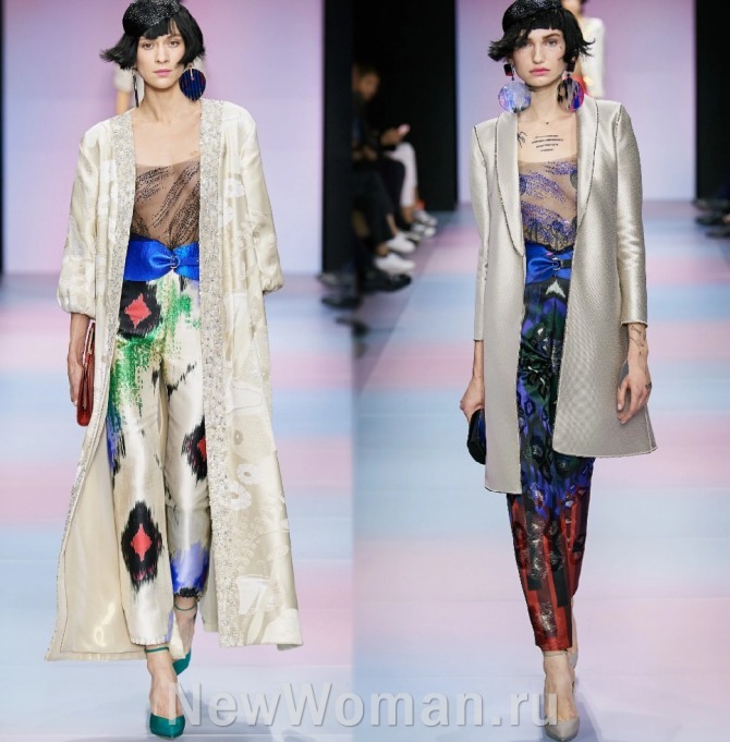 элегантные образы с летними пальто песочного и жемчужного цвета - луки из кутюрной коллекции Armani Privé весна 2020