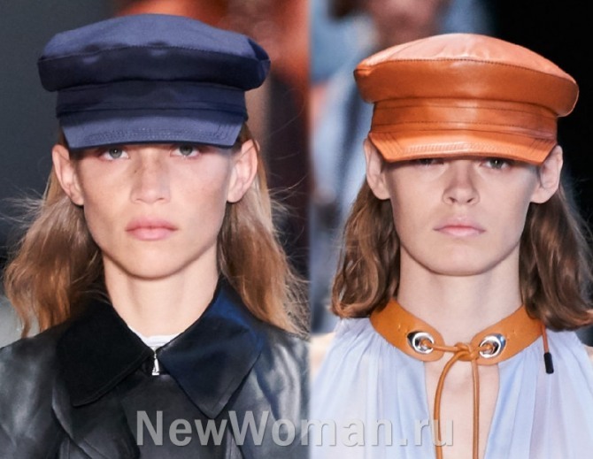 модный головной убор на весну 2020 года - это женская фуражка, на фото модели фуражек от бренда Sportmax