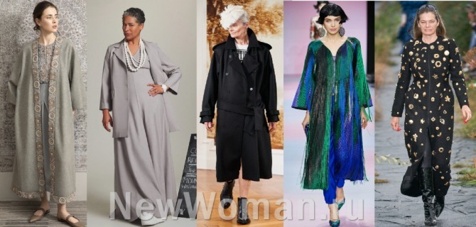 фото пожилых моделей с подиума, демонстрирующих дизайнерские пальто и плащи для пожилых женщин весна-лето 2020
