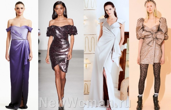 нарядные платья с запахом разной длины - фото из коллекций стилистов модных домов