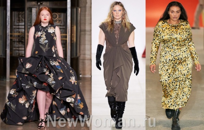 новинки платьев для торжества - модели с подиума для крупных полных женщин - фото с модных показов осень-зима 2020-2021