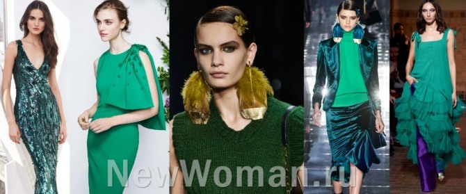 стильные образы для женщин на новогодний корпоратив 2021 года в зеленой цветовой гамме