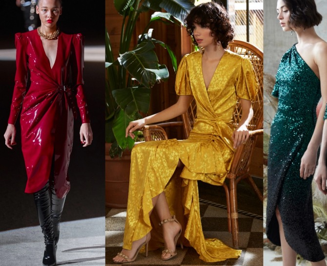 фото новинок дизайнерских платьев с запахом - тренды с недель моды на 2021 год