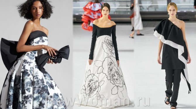 модные платья с подиумов для особого случая в черно-белой цветовой гамме на весну, лето, осень, зиму 2021 года