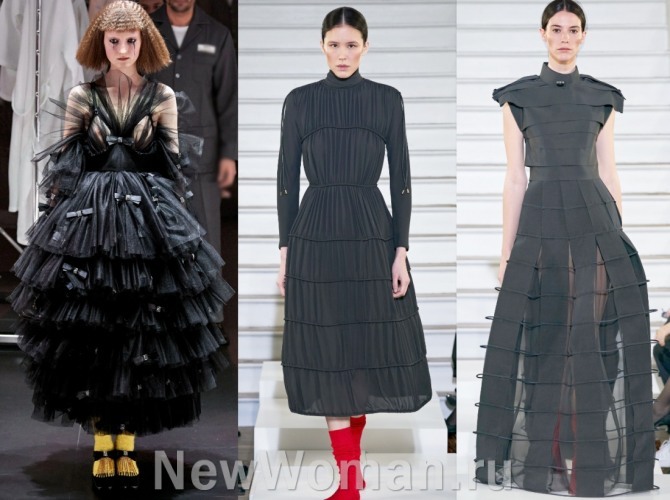 многоярусные платья черного цвета - луки из дизайнерских коллекций женской модной одежды на весну, лето, осень, зиму 2021 года