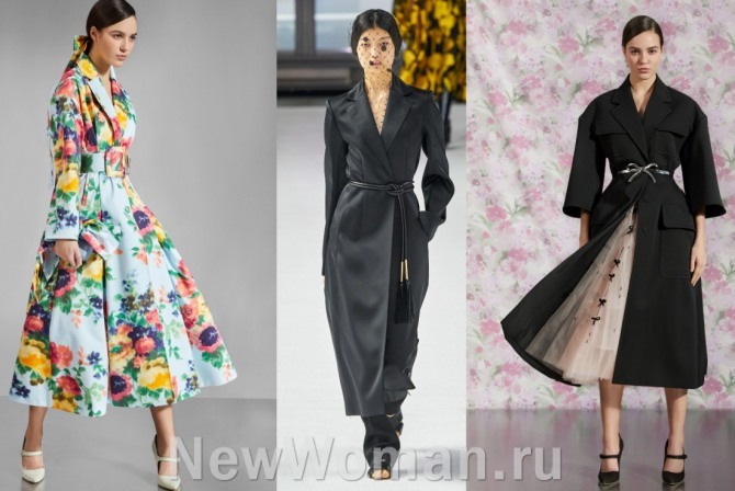 женские пальто и плащи на весну и осень 2021 года от бренда Carolina Herrera - неделя моды в Нью-Йорке