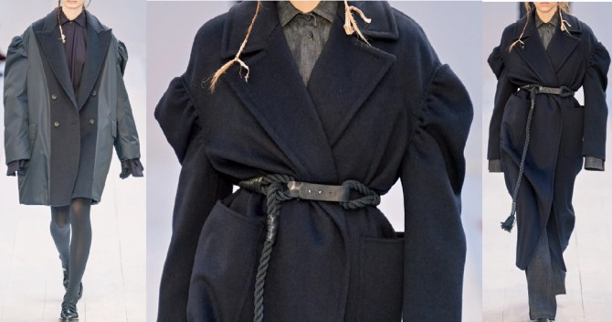 осенью 2020 года в тренде рукав со спущенной линией плеча - фото пальто с подиума