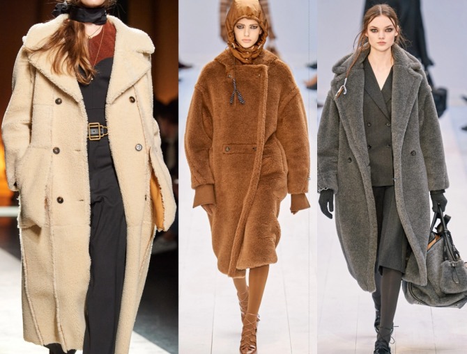 самое модное зимнее пальто 2020-2021 - из ткани "чебурашка" - фото из столиц мировой моды, показы