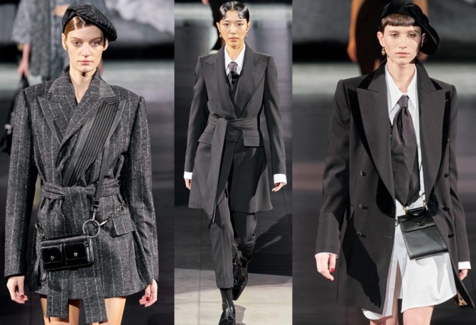 одна из главных тенденций пальтовой моды 2020 - пальто-пиджак в деловом стиле, фото с подиумов европейских столиц