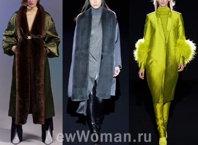стильные образы осенне-зимнего сезона 2020-2021: женские пальто 2021 года с меховой отделкой от модельеров модных домов