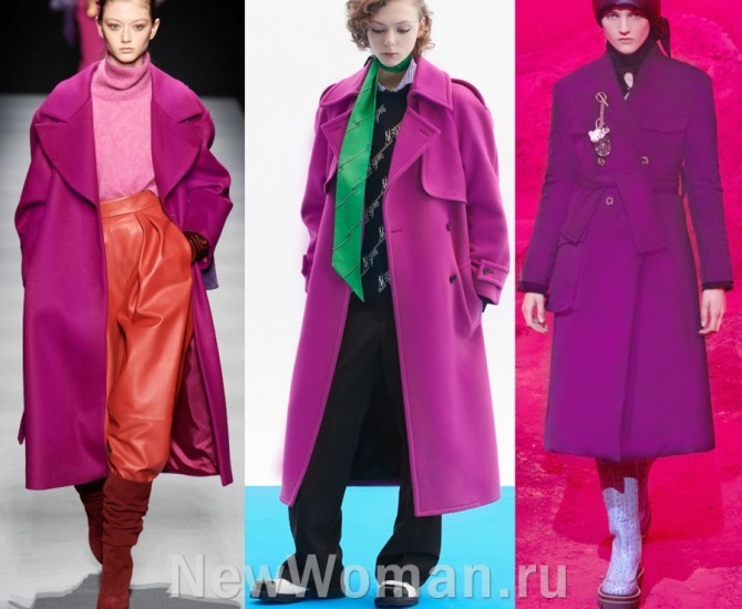  фото женских пальто с модных показов осень 2020 цвета фуксии