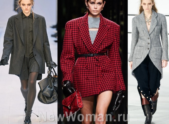 модный тренд 2021 года - женское пальто-жакет, фото актуальных фасонов с подиума