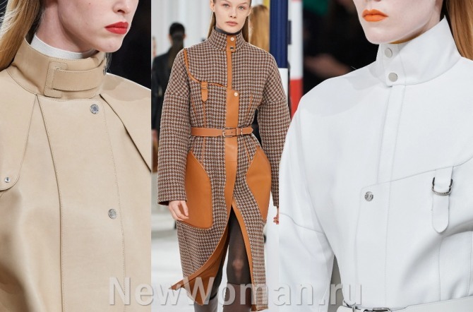 модели пальто и плащей 2021 года со стоячим воротником - фото из коллекций дизайнеров