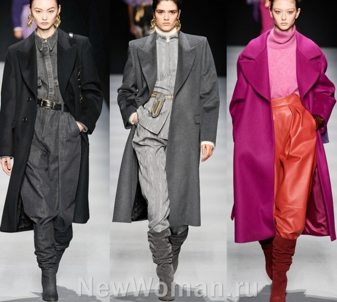 с какими женскими пальто носить замшевые сапоги 2021 года - фото из коллекции рсень-зима 2020-2021 Alberta Ferretti