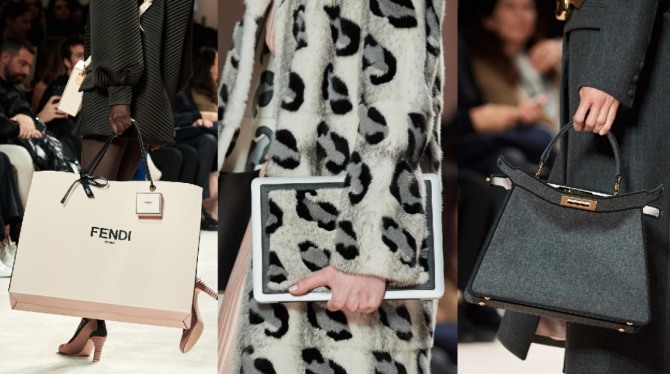 уличная женская мода осень-зима 2020-2021 года - повседневные и деловые сумки от Fendi