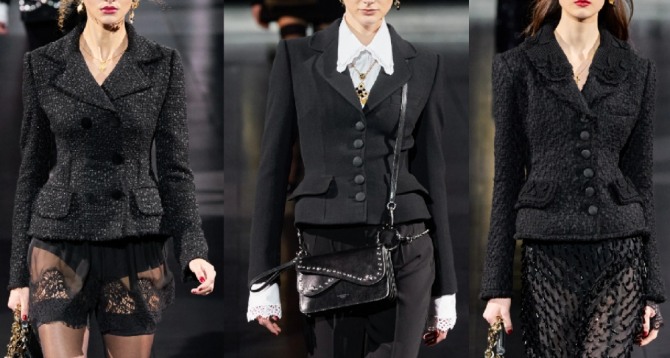 приталенные элегантные жакеты из черной шерстяной ткани с миланского показа Dolce & Gabbana осень-зима 2020-2021