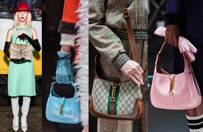 фото женственных стильных модных женских сумок с подиума на сезон осень 2020 и зима 2020-2021 от бренда Gucci