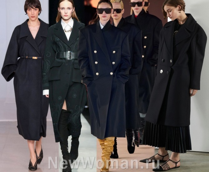 модные фасоны женских осенних пальто черного цвета на 2020 год - высокая мода