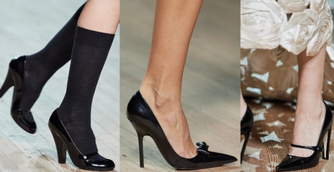 в 2021 году в моде черные лаковые туфли - фото моделей женской обуви черного цвета 2021 от бренда Marc Jacobs