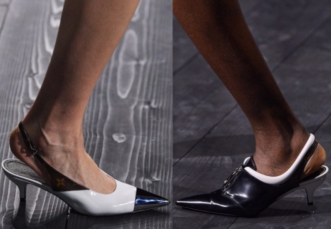 туфли 2021 года с открытой пяткой в черно-белой цветовой гамме от бренда Louis Vuitton