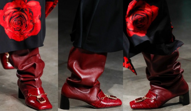 сапоги-туфли красного цвета от бренда Ports - модный показ 2021 года