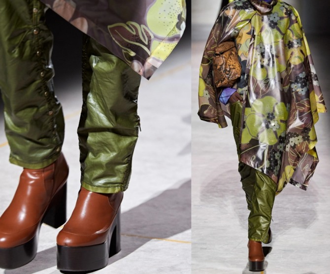 нейлоновые брюки с заклепками и боковой молнией-застежкой от бренда Dries Van Noten - женская демисезонная уличная мода 2021 года