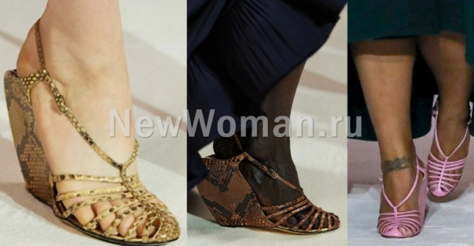 модные открытые туфли из ремешков в носочной части - модный тренд женской обувной моды 2021 - стильный лук с модного показа Lanvin