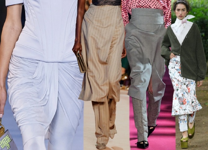 главные модные тенденции 2021 года - юбка с брюками