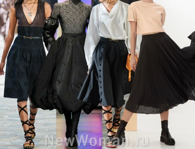 юбки черного цвета - фото моделей юбок с модных показов на 2021 год