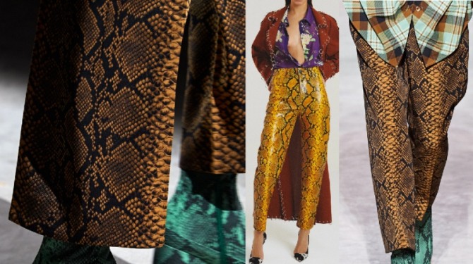 женские дизайнерские брюки 2021 года с принтом, имитирующим кожу питона - луки из коллекций европейских модельеров