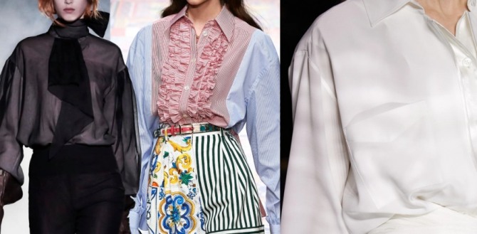 в женской моде 2021 года на блузки в тренда модели с заниженной линией рукавов - фото новинок из коллекций мировых брендов