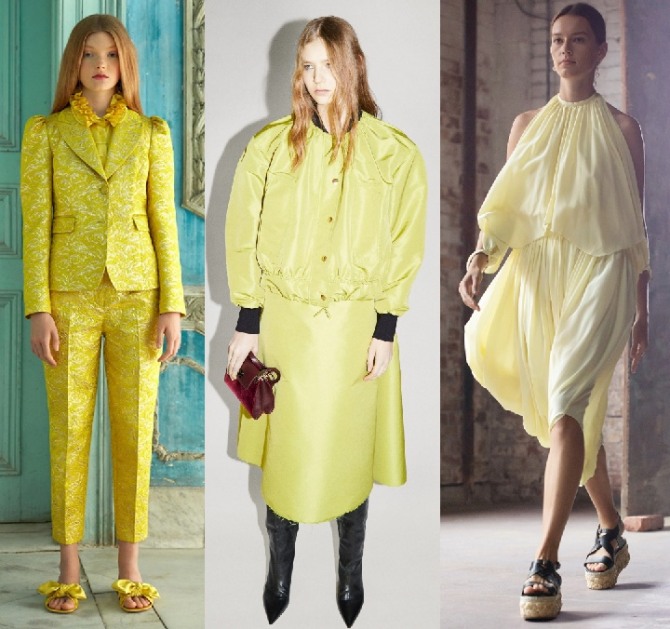 фото костюмов желто-лимонного цвета из коллекций мировых стилистов на 2021 год