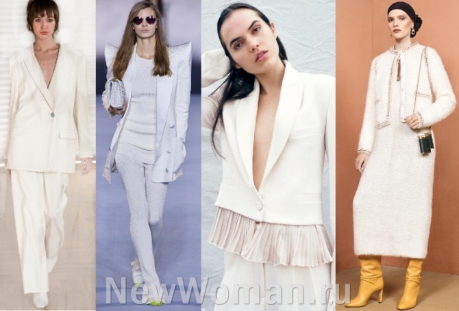 какие костюмы белого цвета модные в 2021 году - фото дизайнерских идей для девушек и женщин