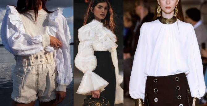стиль и мода 2021 года - блузки белого цвета  - дорогие и нарядные