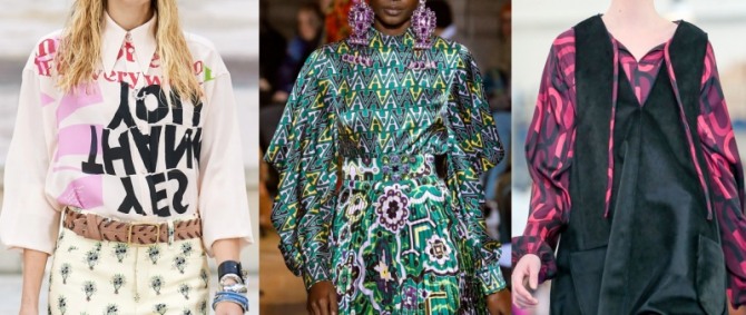 самые модные принты 2021 года - буквы и надписи на блузках