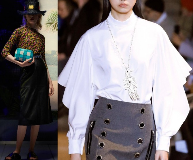 какие сумки, шляпы и украшения носить в 2021 году с пестрыми (мульти принт) и белыми блузками - идеи от стилистов модных домов