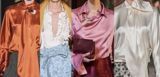 шелковые и атласные блузки 2021 года - модные луки от мировых брендов