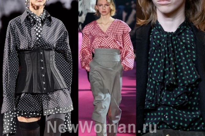 блузки в горошек с показов в столицах европейской моды на 2021 год