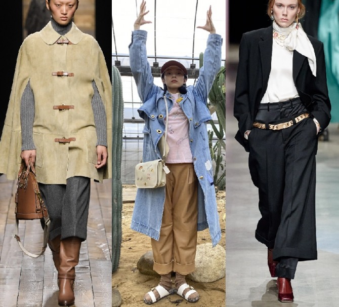 весенняя уличная женская мода 2021 года - укороченные брюки с заворотами и манжетами, фото из коллекций высокой моды