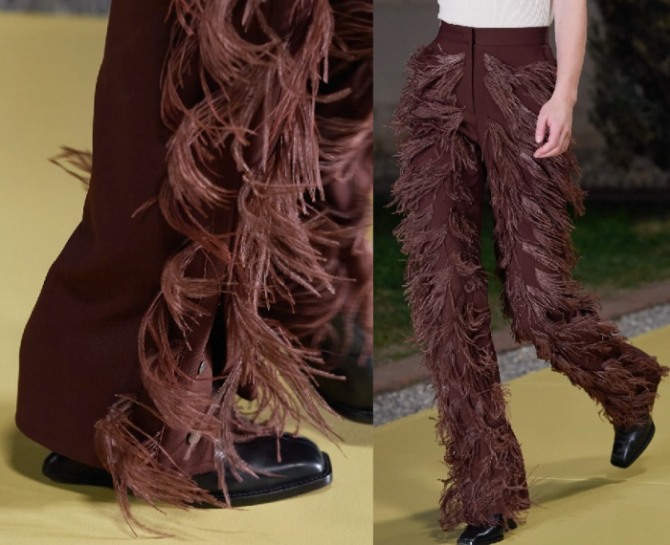 брюки 2021 года с бахромой - фото с подиума