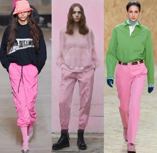 розовые брюки женские 2021 года с подиума