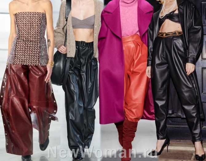 модели кожаных брюк для женщин - новинки с модных показов на 2021 год